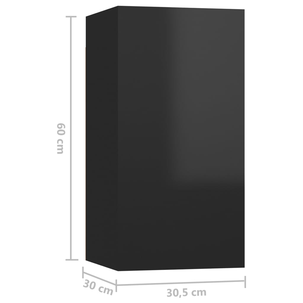 vidaXL Szafki telewizyjne, 4 szt., wysoki połysk, czarne, 30,5x30x60 cm