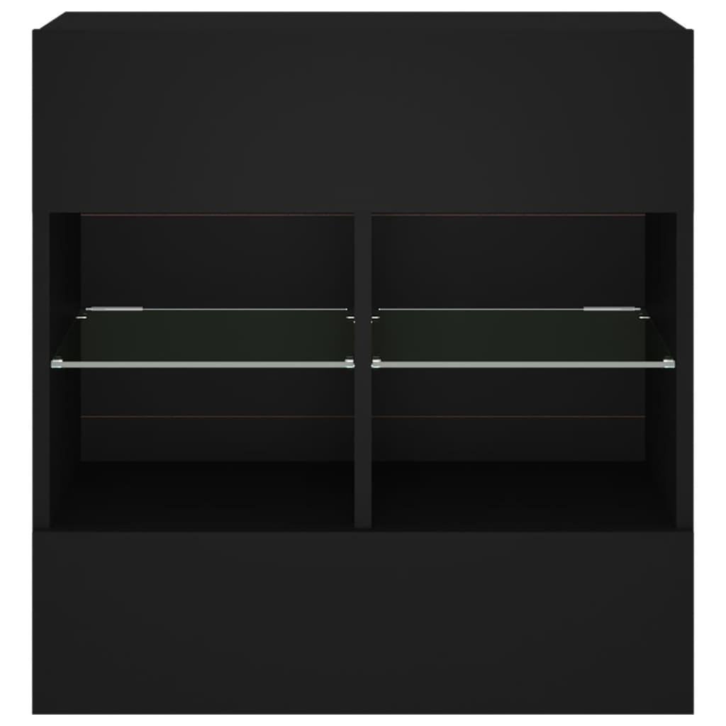 vidaXL Ścienna szafka TV z LED, czarna, 58,5x30x60,5 cm