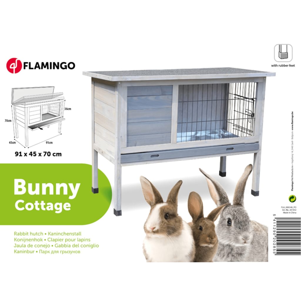 FLAMINGO Klatka dla królika Bugs 90, 91x45x70 cm, szara