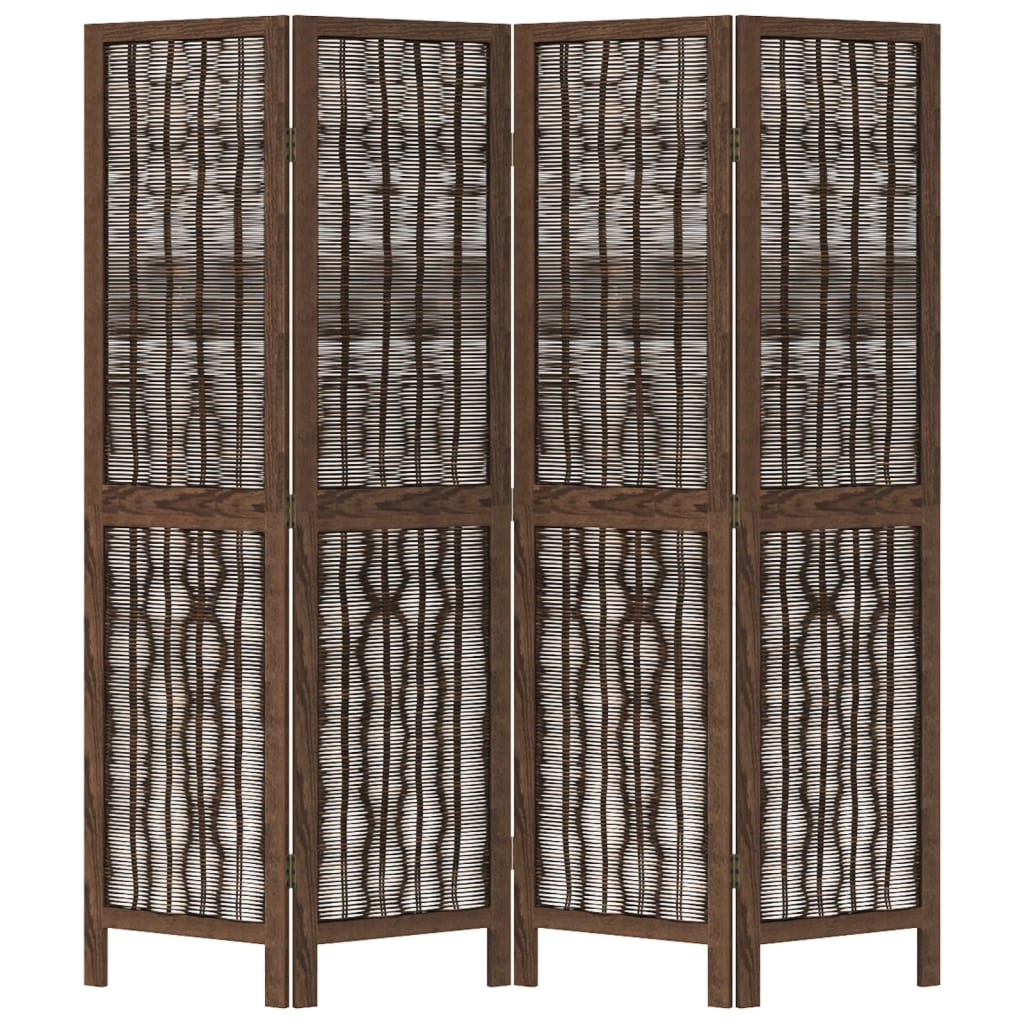 vidaXL Parawan pokojowy, 4-panelowy, ciemny brąz, lite drewno paulowni