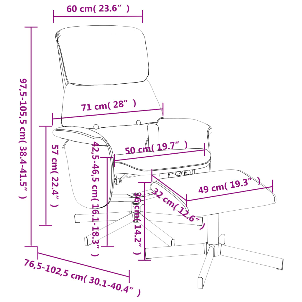 vidaXL Rozkładany fotel masujący z podnóżkiem, czarny, obity tkaniną