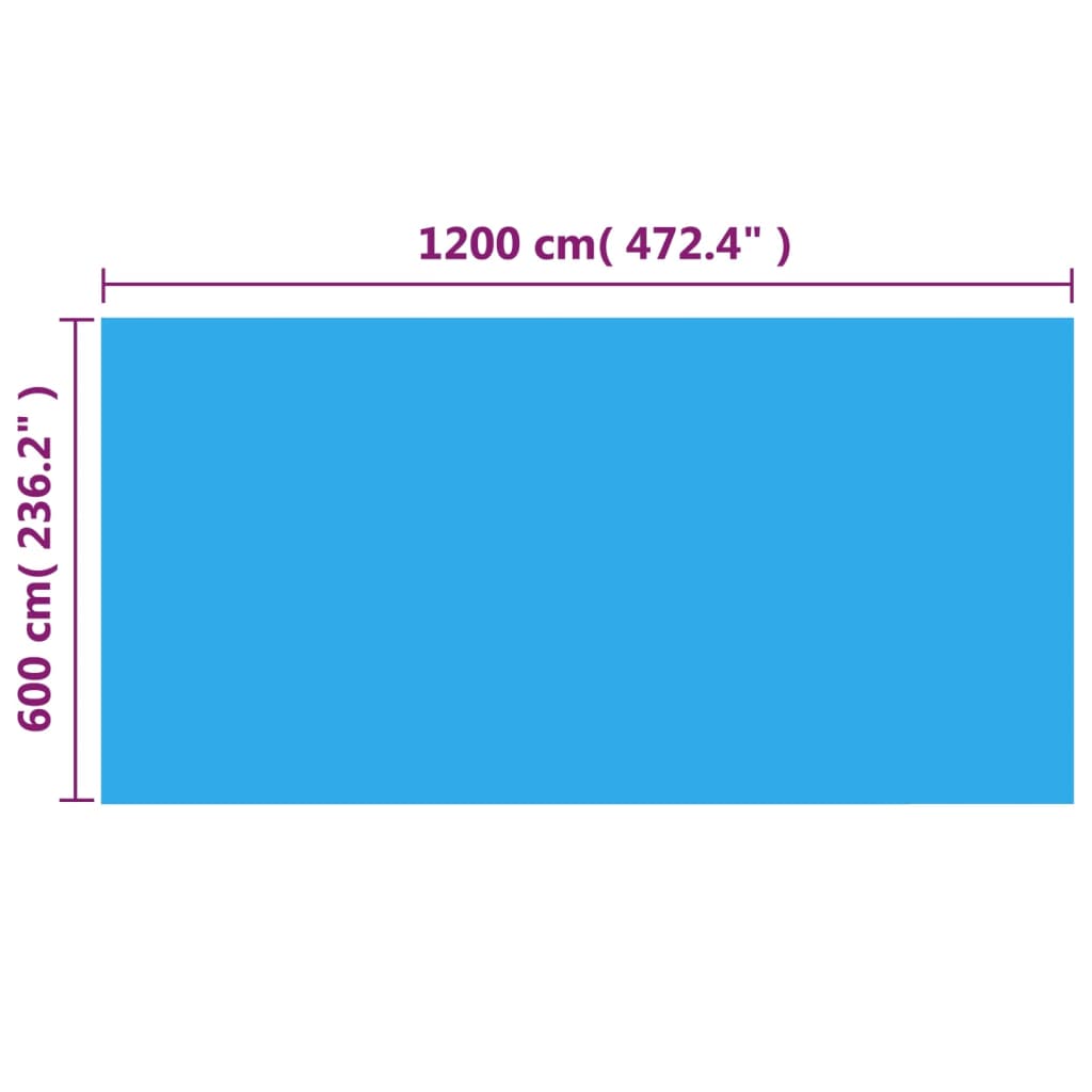 vidaXL Prostokątna pokrywa na basen, 1200 x 600 cm, PE, niebieska