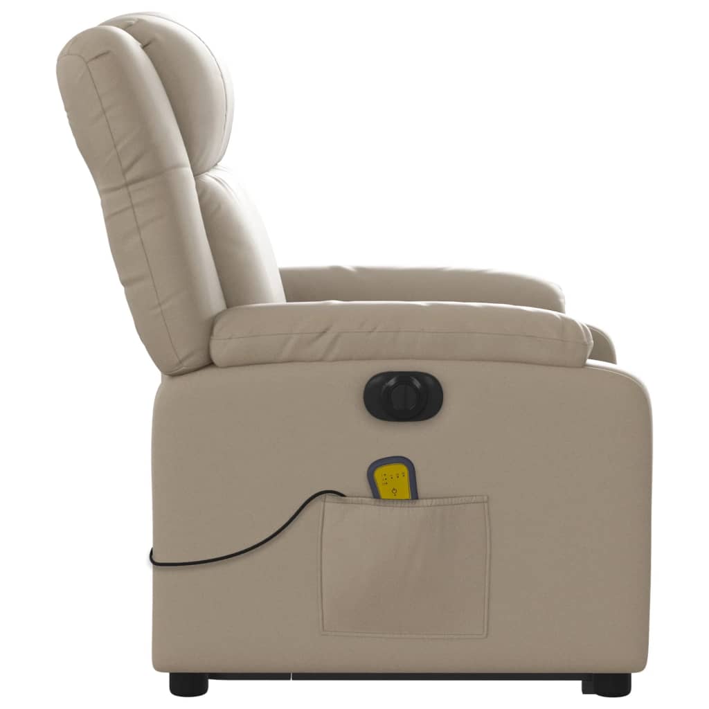 vidaXL Rozkładany fotel pionizujący z masażem, elektryczny, cappuccino