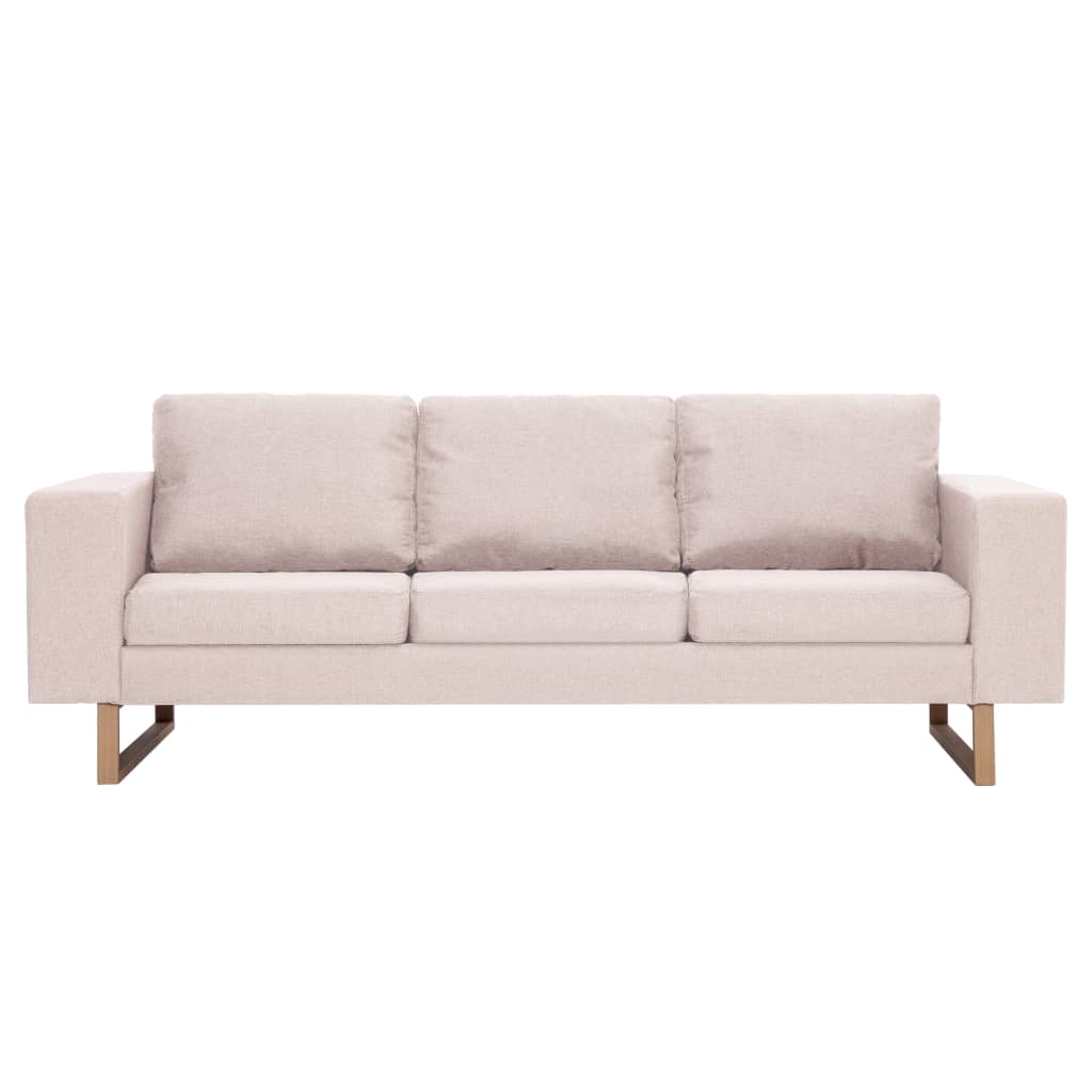 vidaXL Sofa 3-osobowa, tapicerowana tkaniną, kremowa