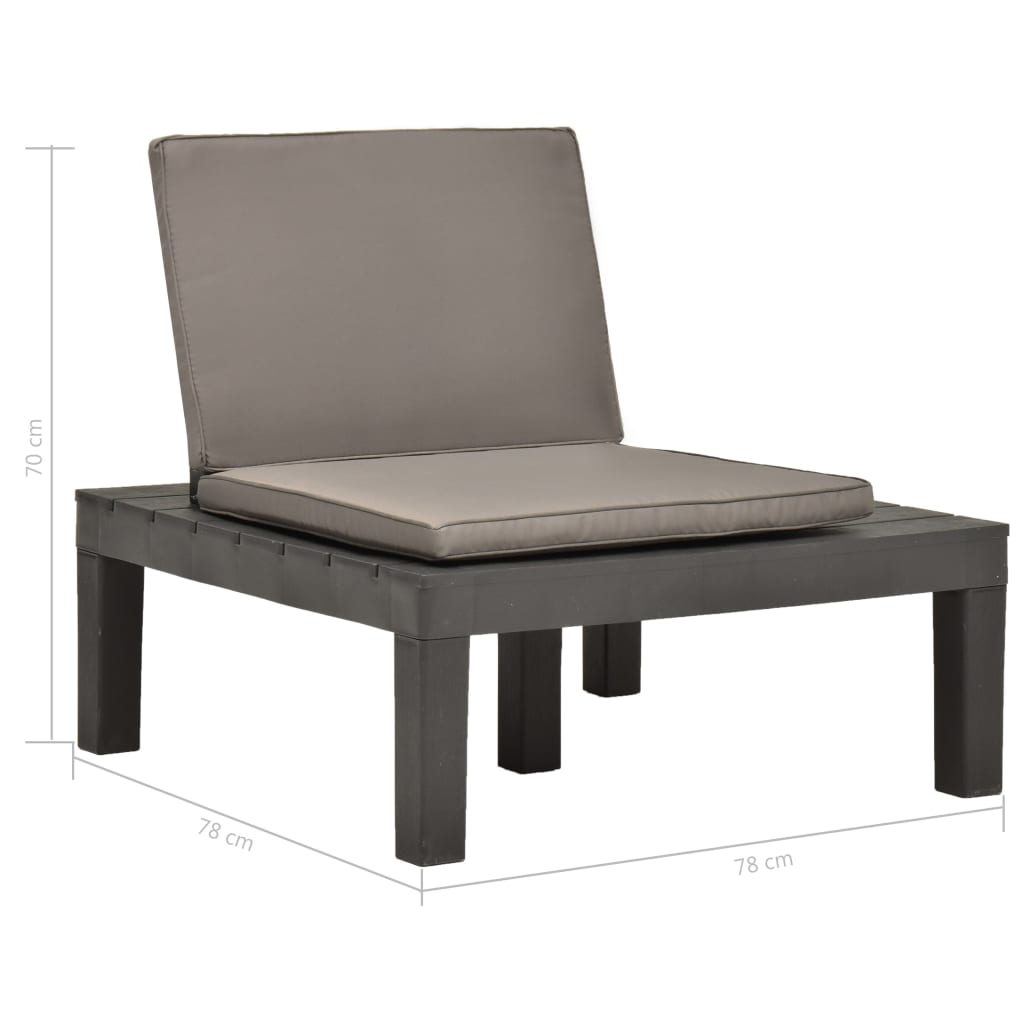 vidaXL Krzesła ogrodowe z poduszkami, 4 szt., plastik, antracytowe