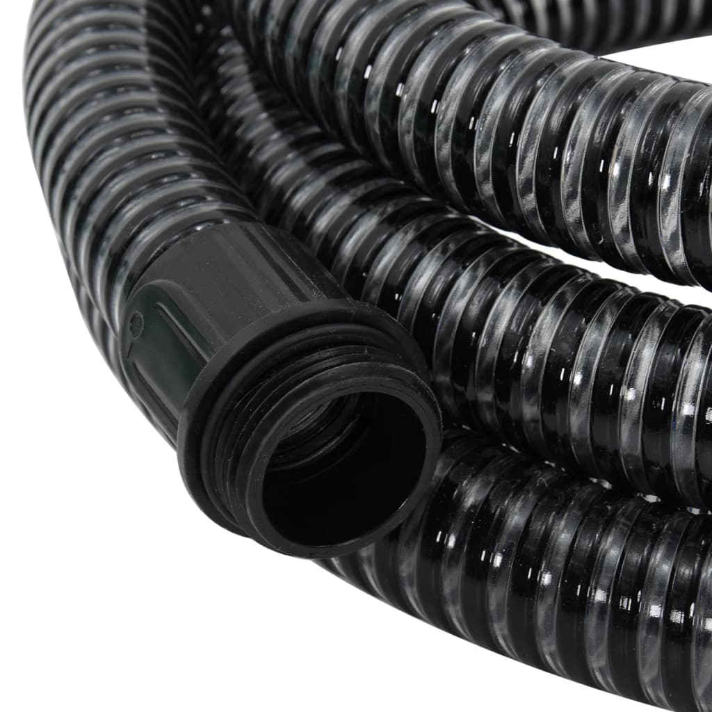 vidaXL Wąż ssący z mosiężnymi złączami, czarny, 1,1" 15 m, PVC