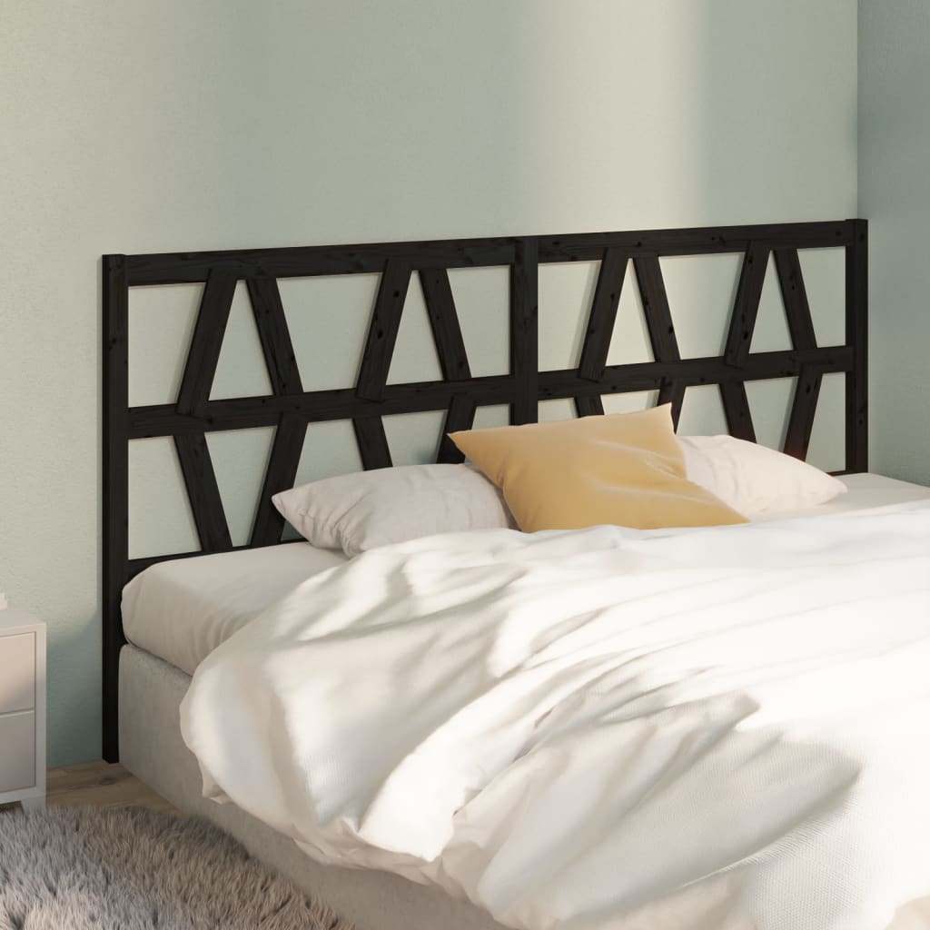 vidaXL Wezgłowie łóżka, czarne, 186x4x100 cm, lite drewno sosnowe