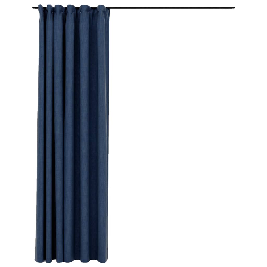 vidaXL Zasłony stylizowane na lniane, haczyki, niebieskie, 290x245 cm