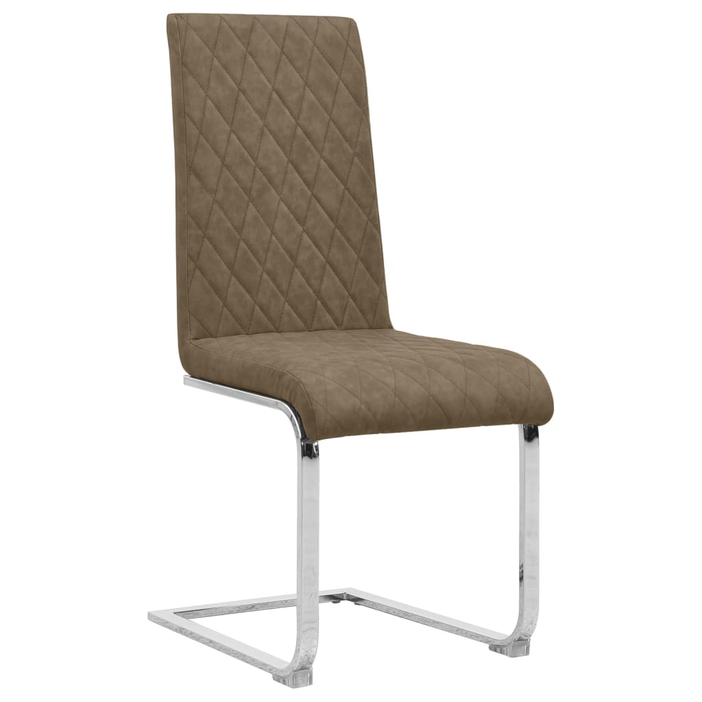 vidaXL Krzesła stołowe, wspornikowe, 4 szt., brązowe, ekoskóra