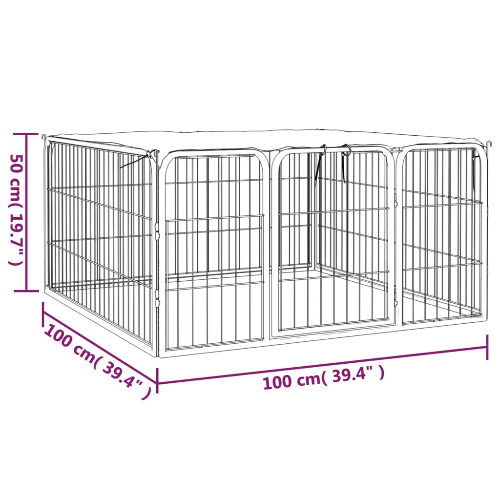 vidaXL Kojec dla psa, 4 panele, czarny, 100x50 cm, stalowy