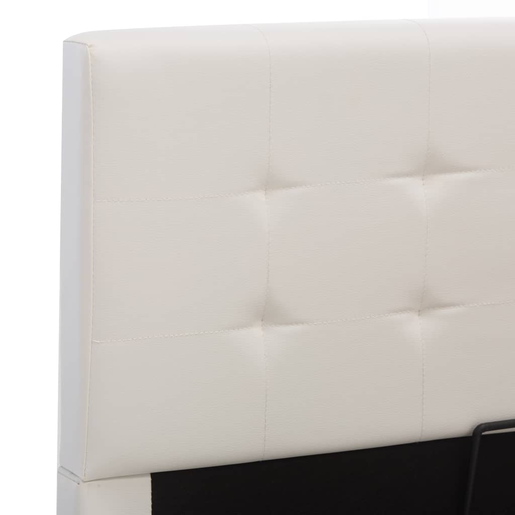 vidaXL Rama łóżka z podnośnikiem, biała, sztuczna skóra, 160 x 200 cm