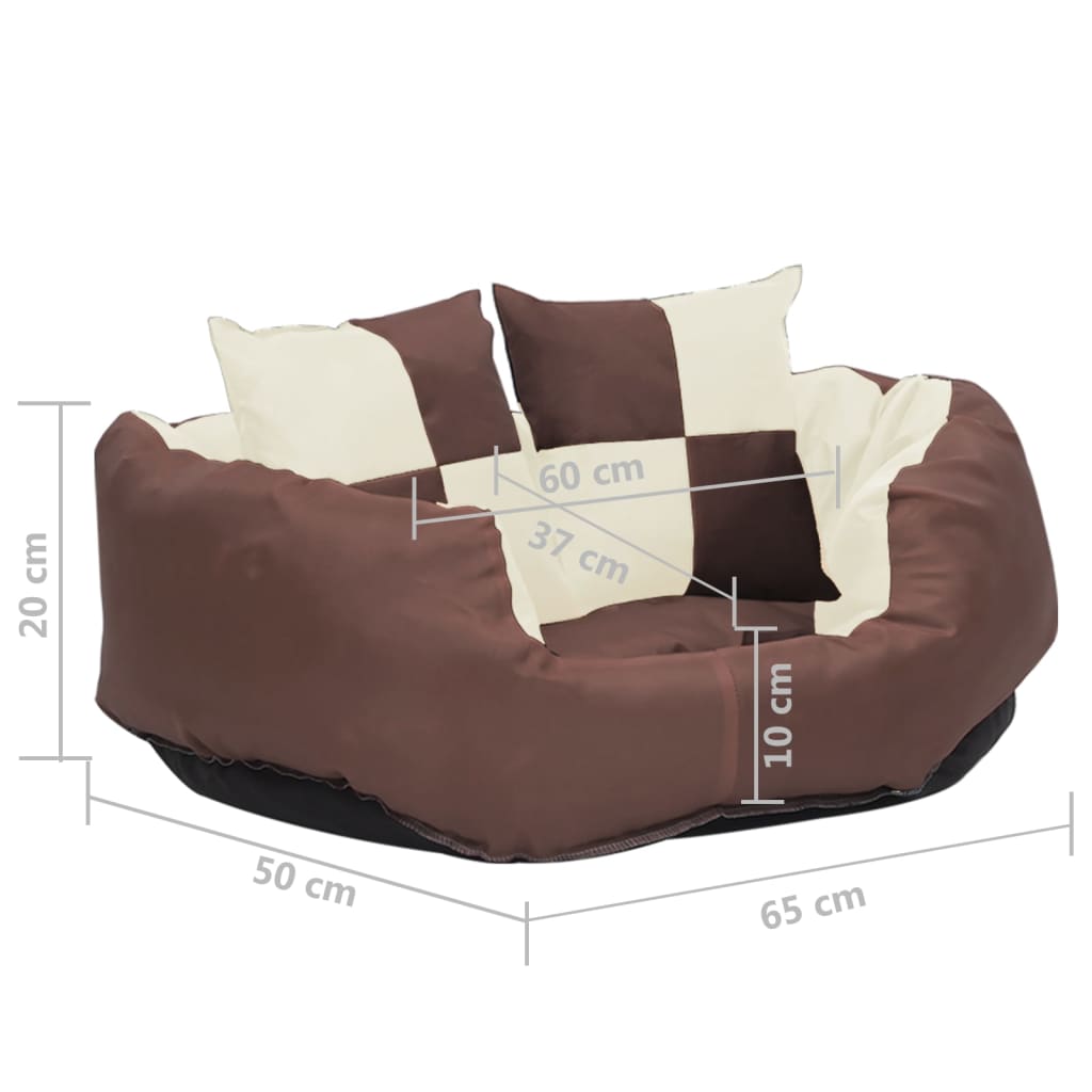vidaXL Dwustronna poduszka dla psa, możliwość prania, 65x50x20 cm