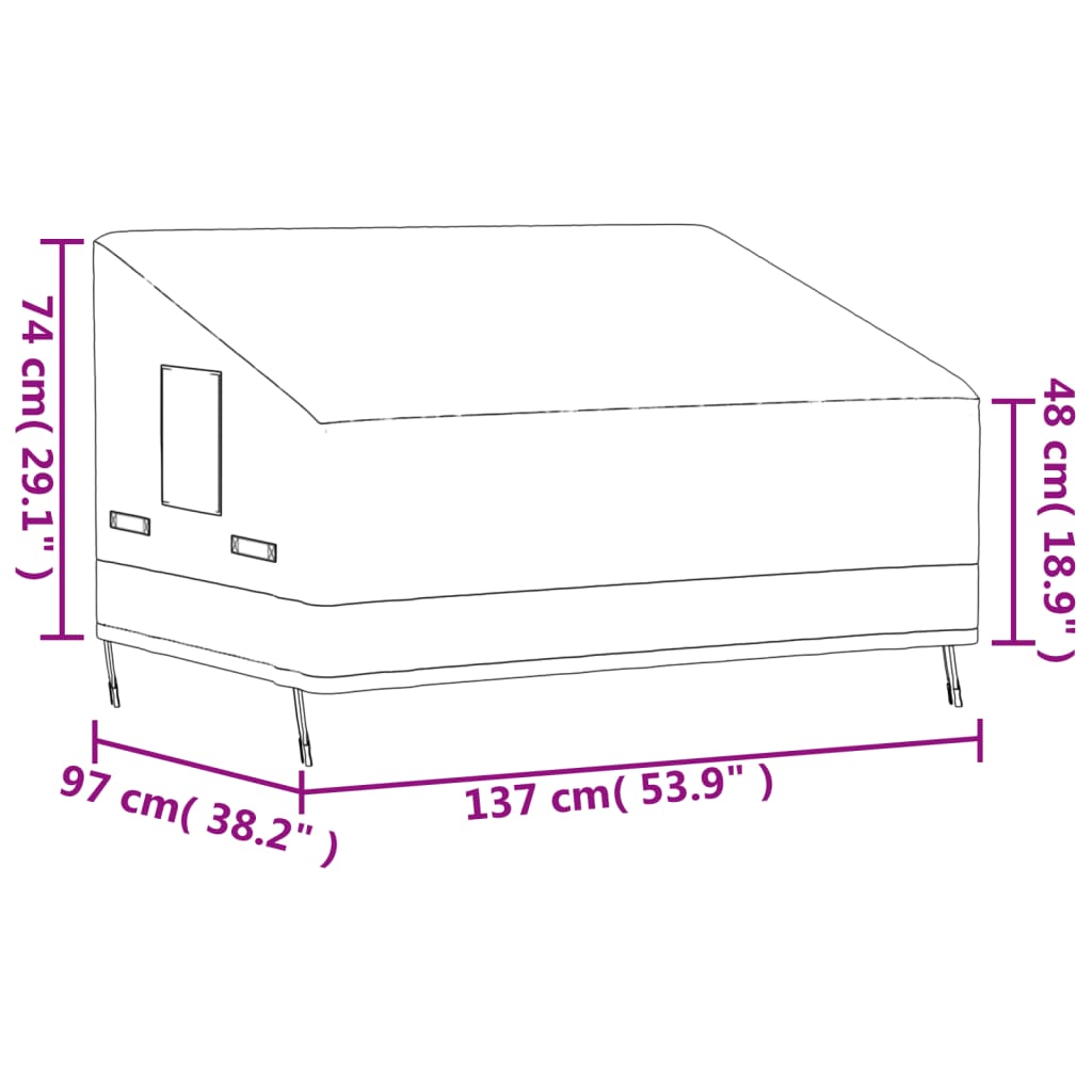 vidaXL Pokrowiec na ławkę 2-osobową, beżowy, 137x97x48/74 cm, tkanina