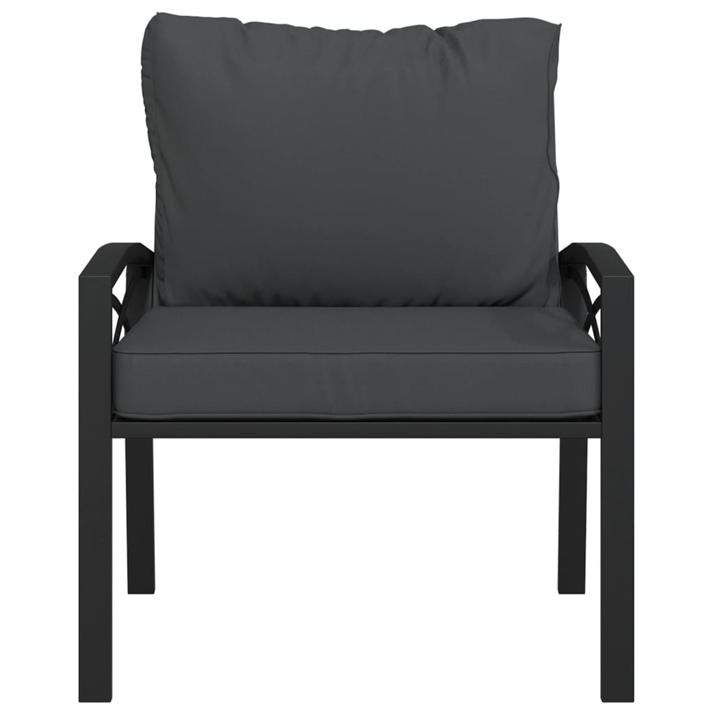 vidaXL Krzesło ogrodowe z szarymi poduszkami, 68x76x79 cm, stal