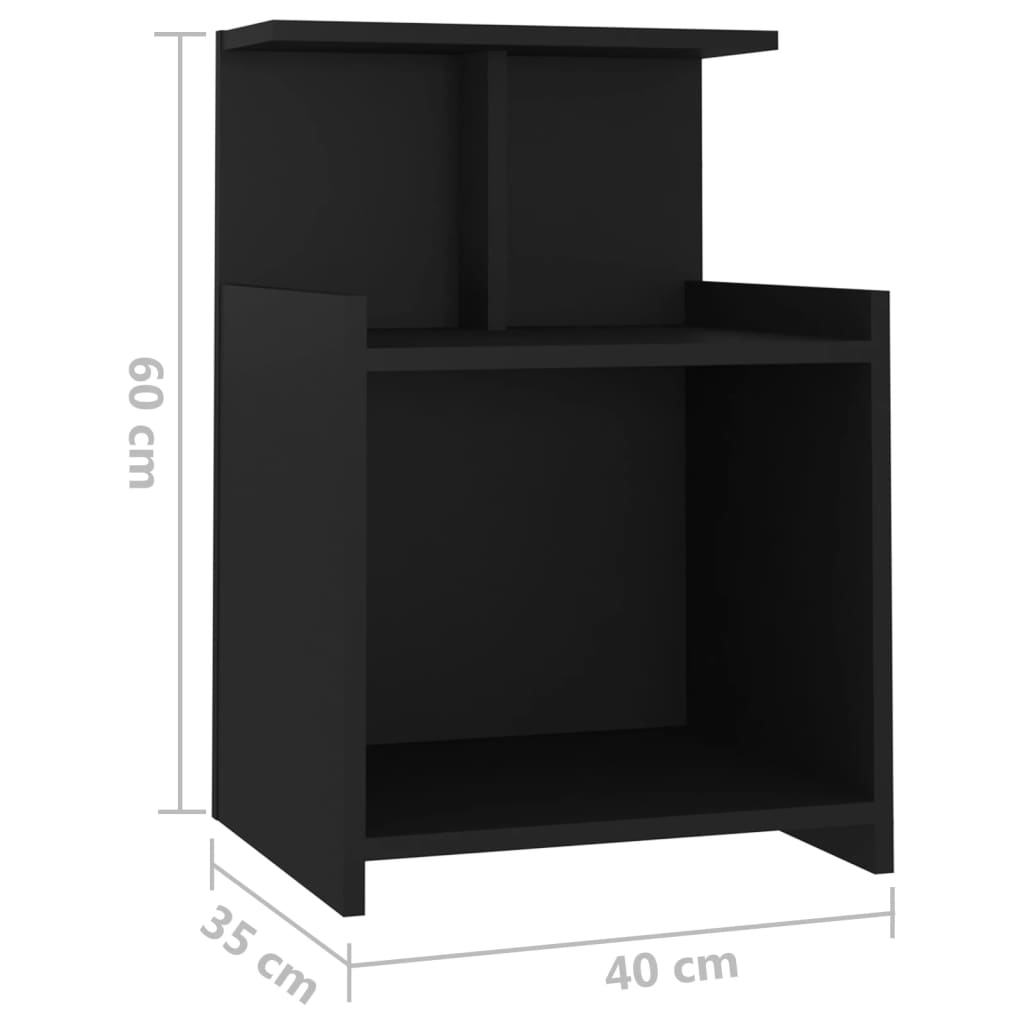 vidaXL Szafka nocna, czarna, 40x35x60 cm, płyta wiórowa