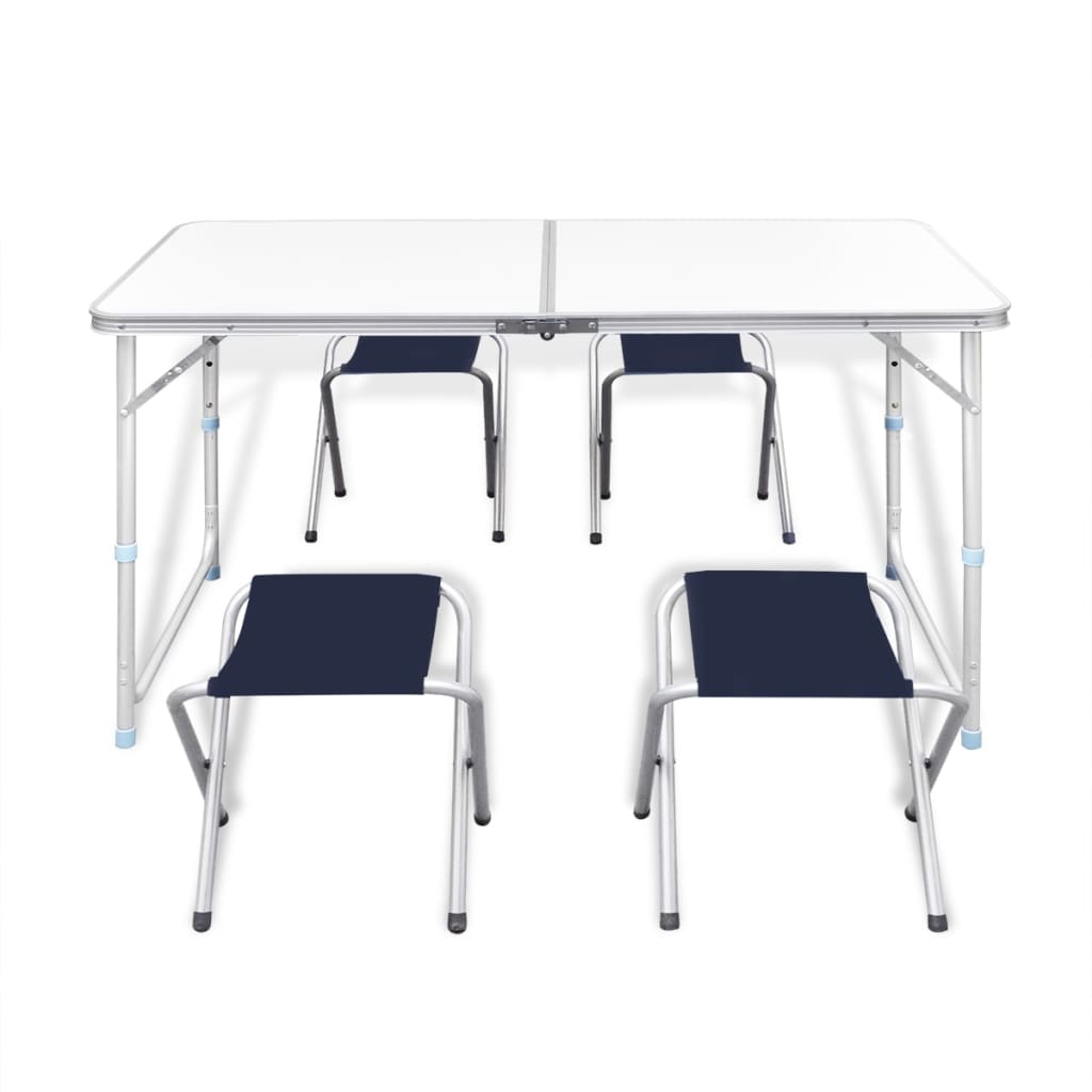 Składany stół kempingowy 4 krzesła i regulowana wysokość 120 x 60 cm