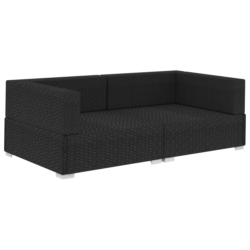 vidaXL Fotele narożne z poduszkami, 2 szt., polirattan, czarne