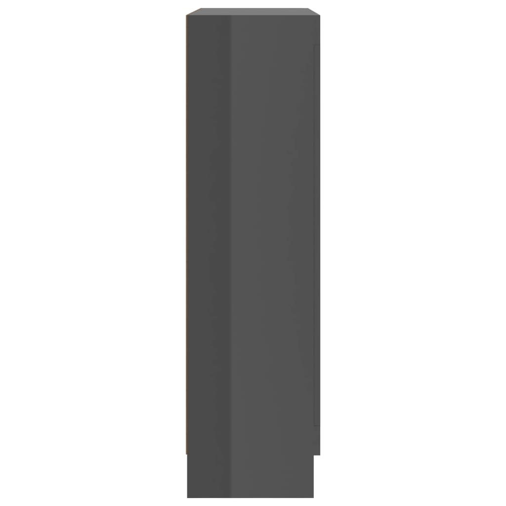 vidaXL Witryna, wysoki połysk, szara, 82,5x30,5x115 cm, płyta