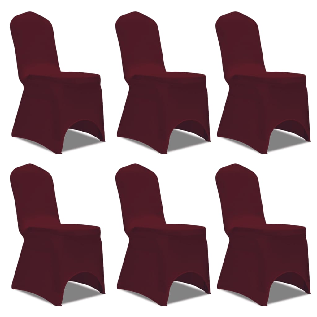 vidaXL Elastyczne pokrowce na krzesła, burgundowe, 12 szt.