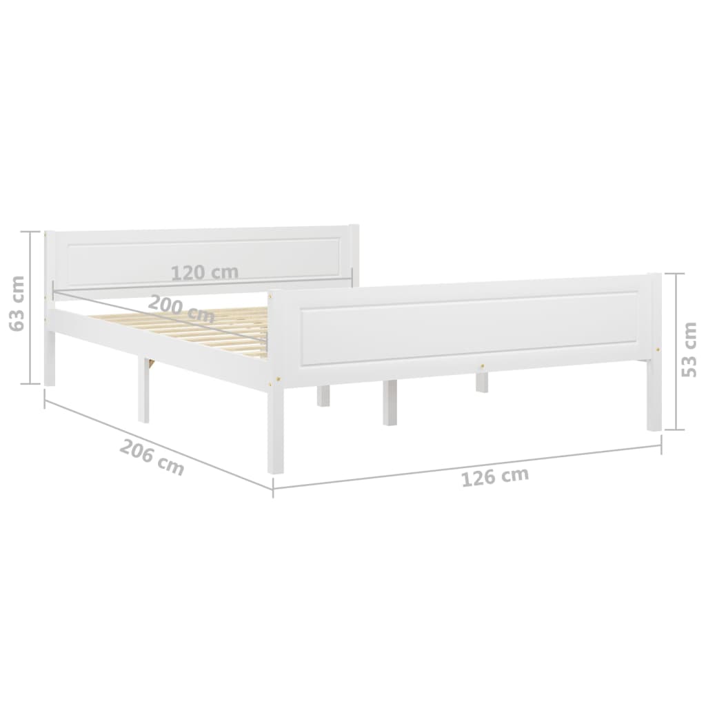 vidaXL Rama łóżka z litego drewna sosnowego, biała, 120 x 200 cm
