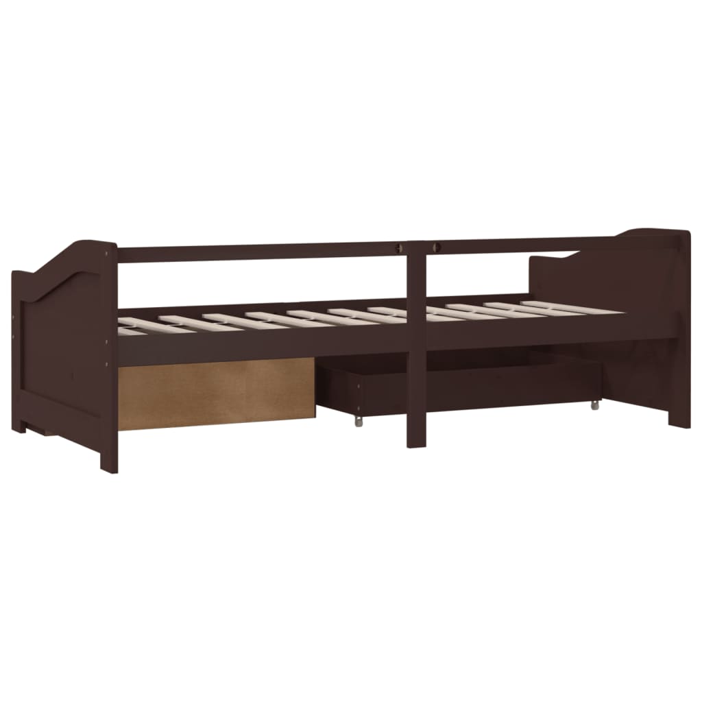 vidaXL 3-osobowa sofa/łóżko z szufladami, ciemnobrązowa, 90 x 200 cm