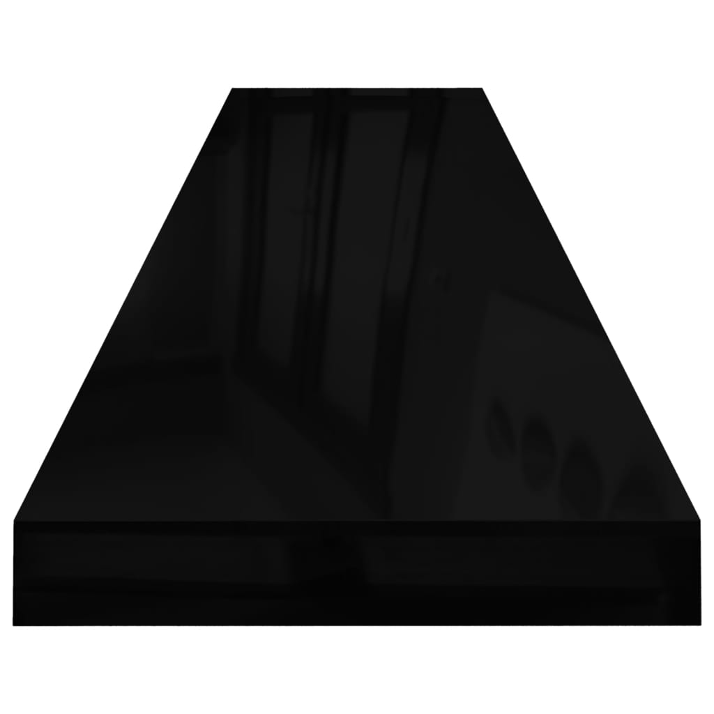 vidaXL Półki ścienne, 2 szt., wysoki połysk, czarne, 120x23,5x3,8 cm