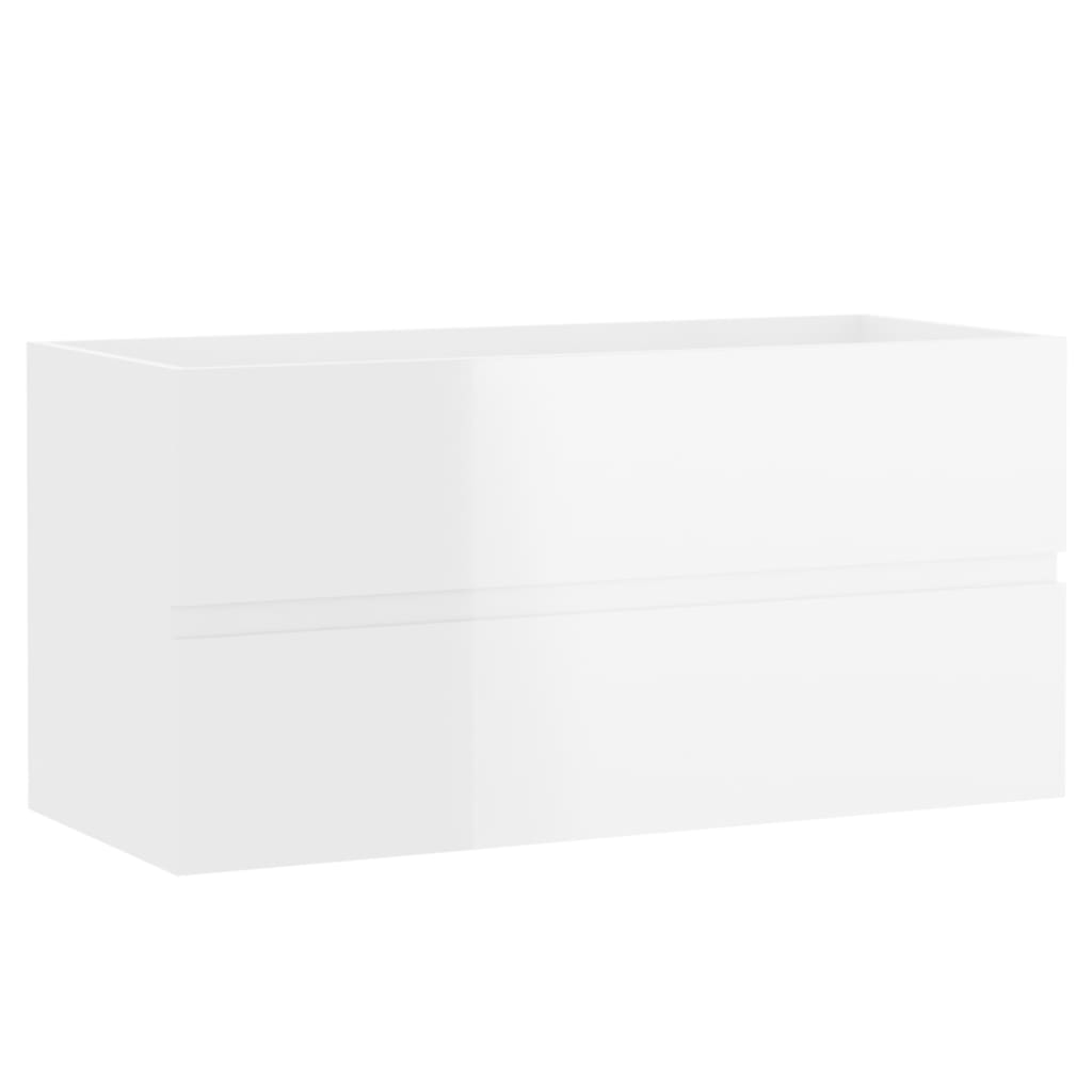 vidaXL Szafka pod umywalkę, biała, wysoki połysk, 90x38,5x45 cm, płyta