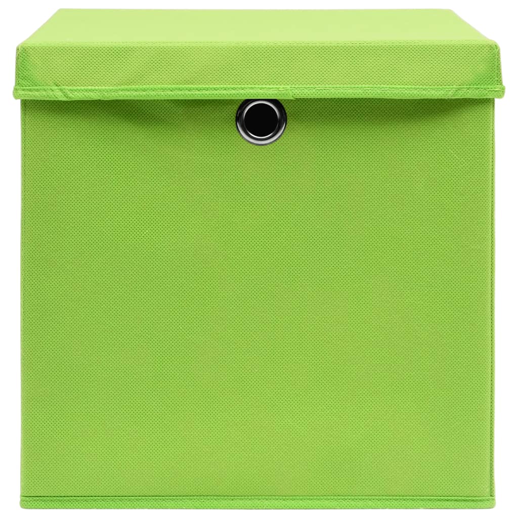 vidaXL Pudełka z pokrywami, 10 szt., 28x28x28 cm, zielone