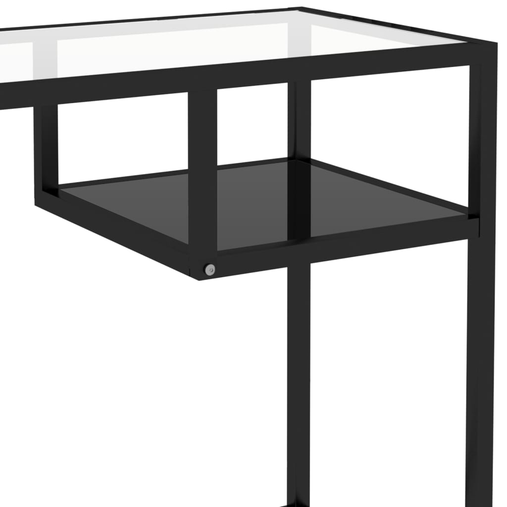 vidaXL Biurko komputerowe, czarne, 100x36x74 cm, szklane
