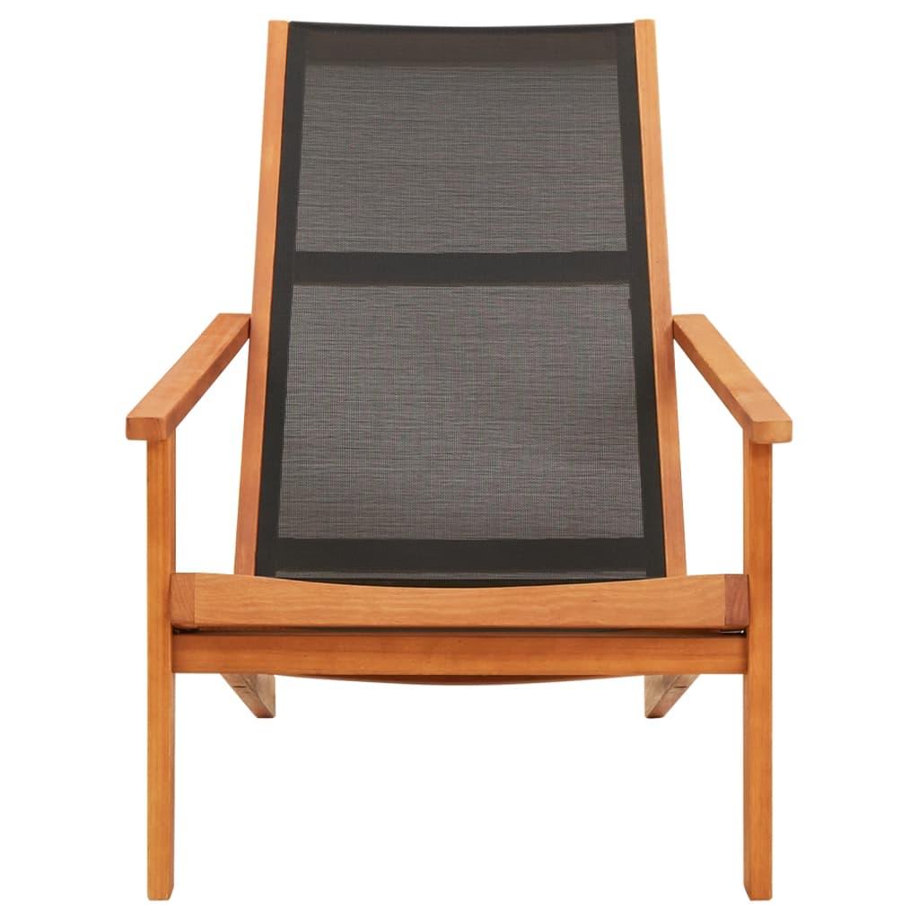 vidaXL Krzesło ogrodowe, czarne, lite drewno eukaliptusowe i textilene