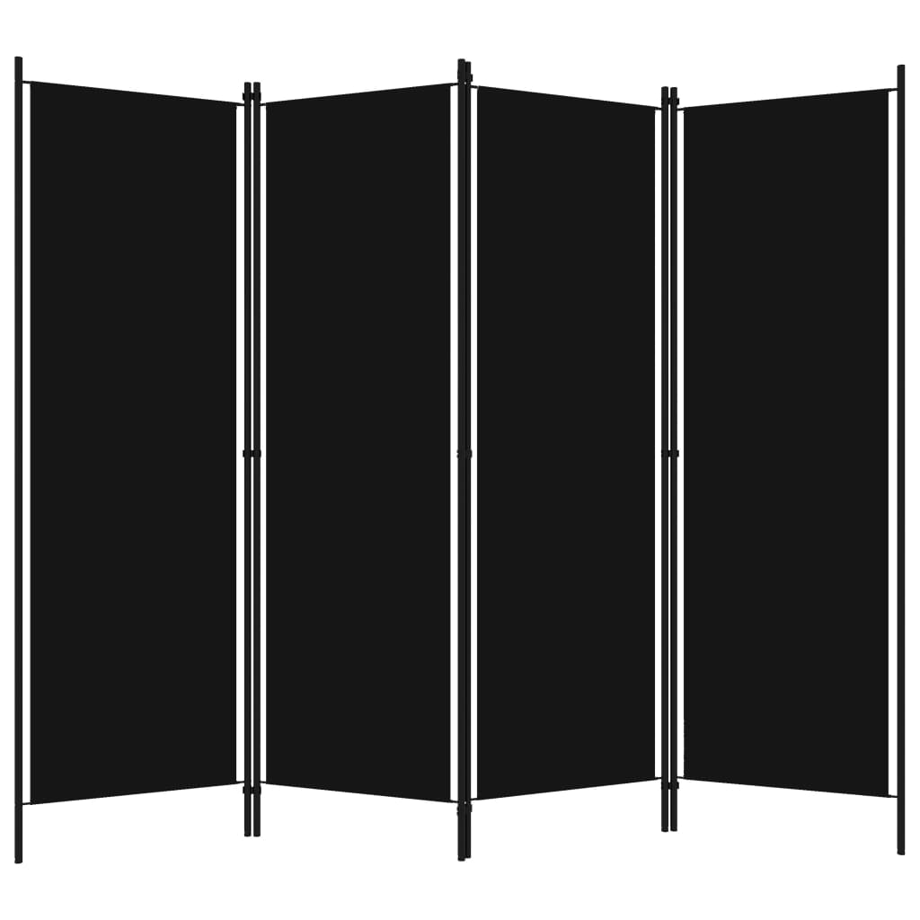 vidaXL Parawan 4-panelowy, czarny, 200 x 180 cm