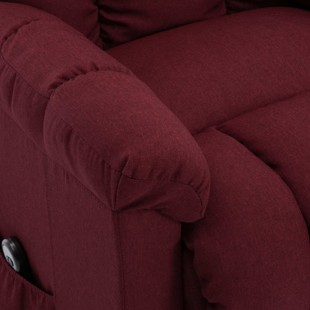 vidaXL Fotel ułatwiający wstawanie, winna czerwień, obity tkaniną