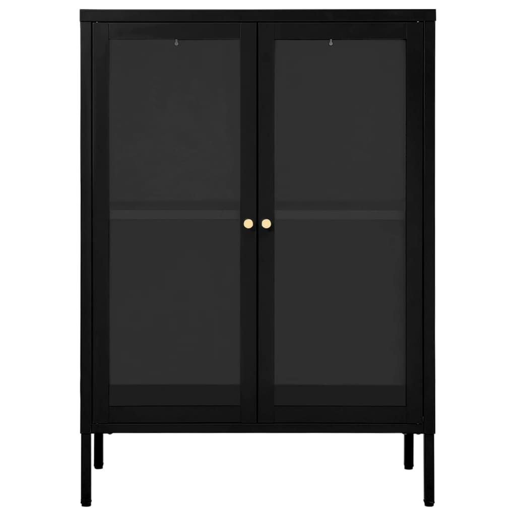 vidaXL Szafka boczna, czarna, 75x35x105 cm, stal i szkło