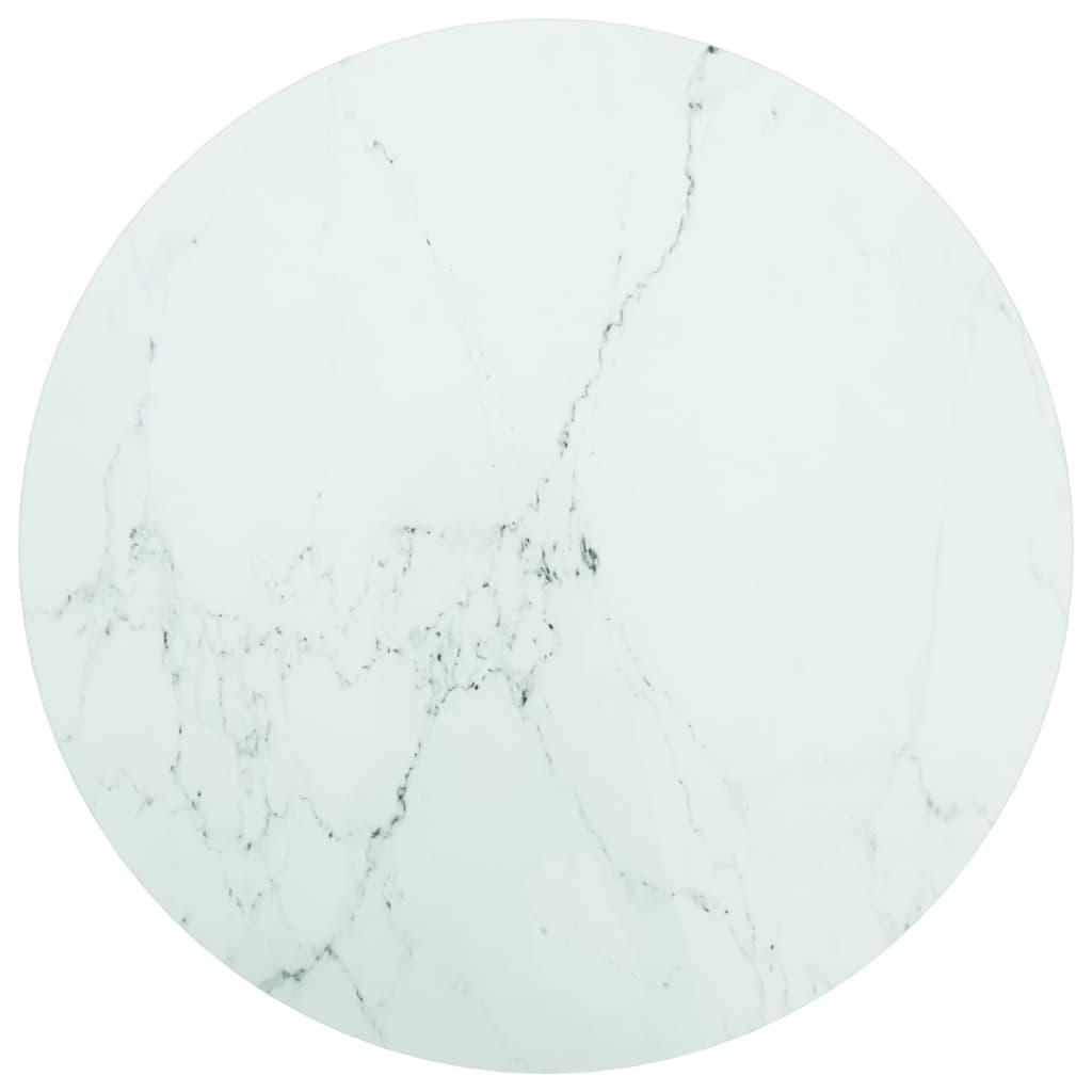 vidaXL Blat do stołu, biały, Ø60x0,8 cm, szkło ze wzorem marmuru