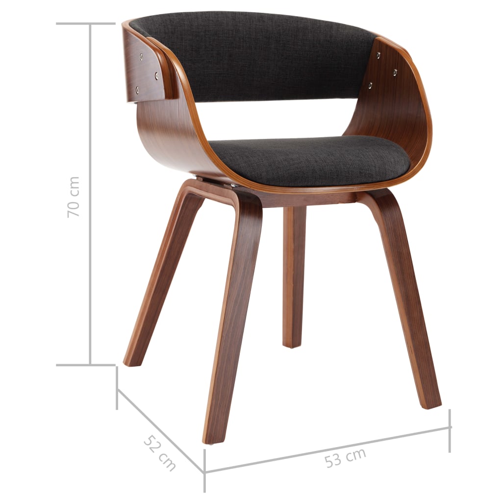 vidaXL Krzesła stołowe, 6 szt., szare, gięte drewno i tkanina