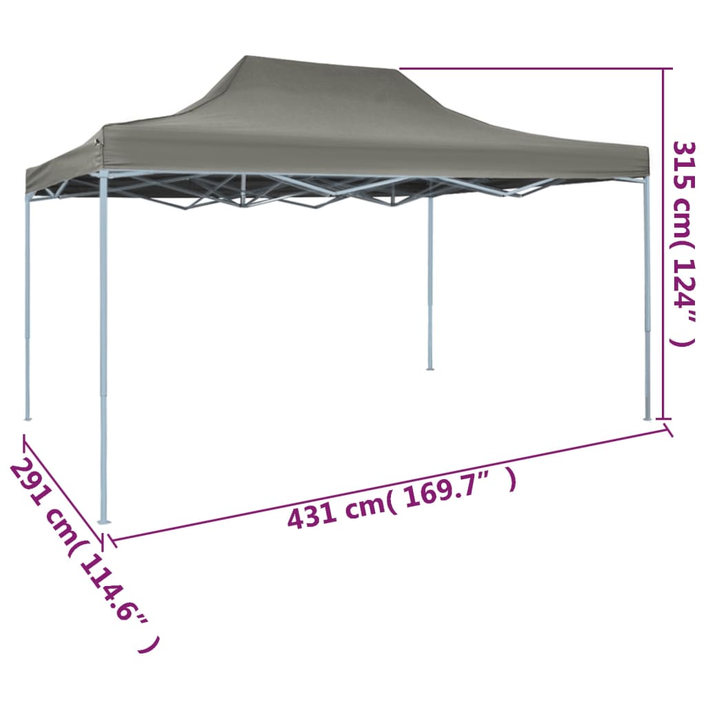 vidaXL Rozkładany namiot, pawilon 3 x 4,5 m, antracytowy