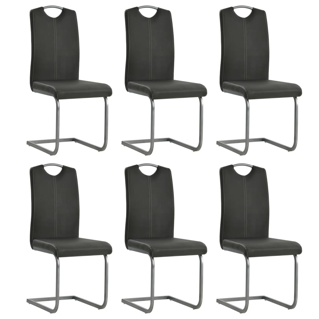 vidaXL Krzesła stołowe, wspornikowe, 6 szt., szare, sztuczna skóra