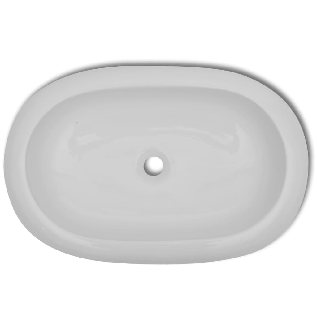 vidaXL Luksusowa ceramiczna umywalka, owalna, biała, 63 x 42 cm