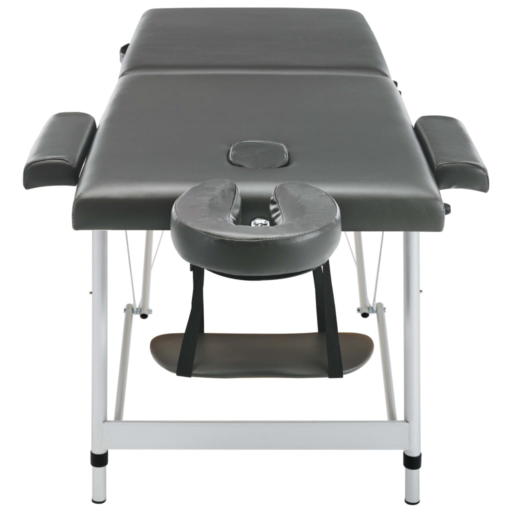 vidaXL Stół do masażu, 2-strefowy, aluminiowa rama, antracyt 186x68 cm