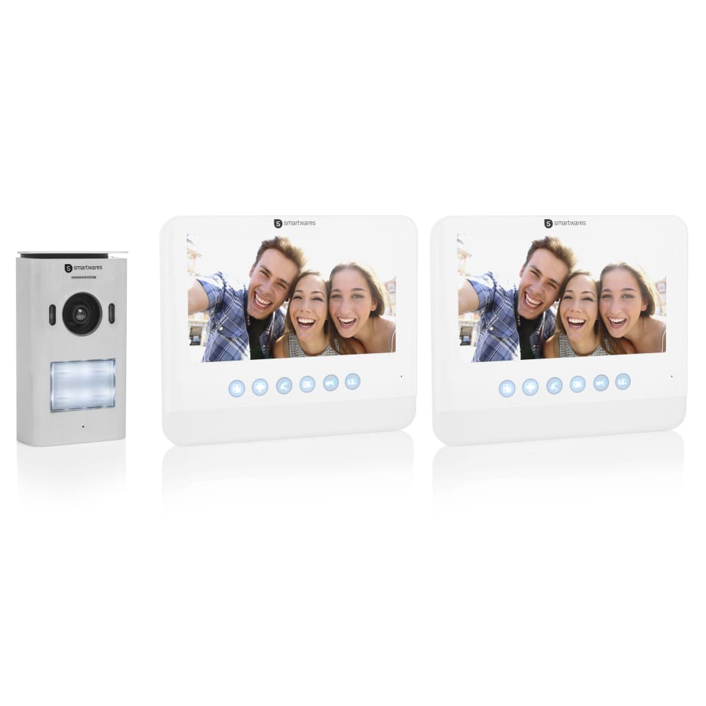 Smartwares Wideodomofon do 2 mieszkań, 18,5 x 15,2 x 1,5 cm, biały