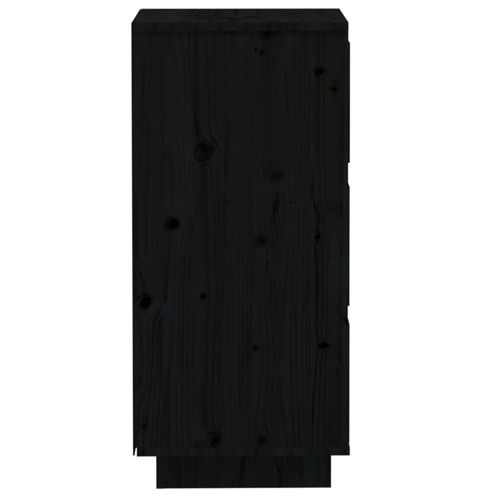 vidaXL Szafka boczna, czarna, 32x34x75 cm, lite drewno sosnowe