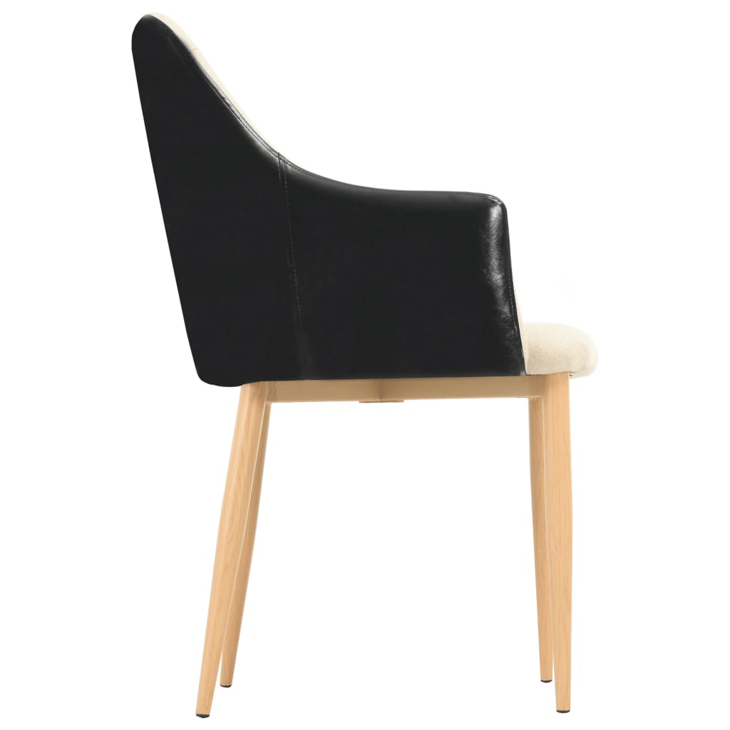 vidaXL Krzesła stołowe, 2 szt., czarno-kremowe, tkanina