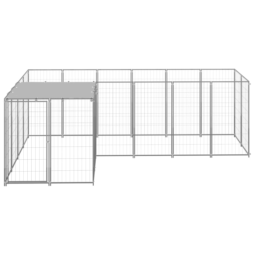 vidaXL Kojec dla psa, srebrny, 4,84 m², stalowy
