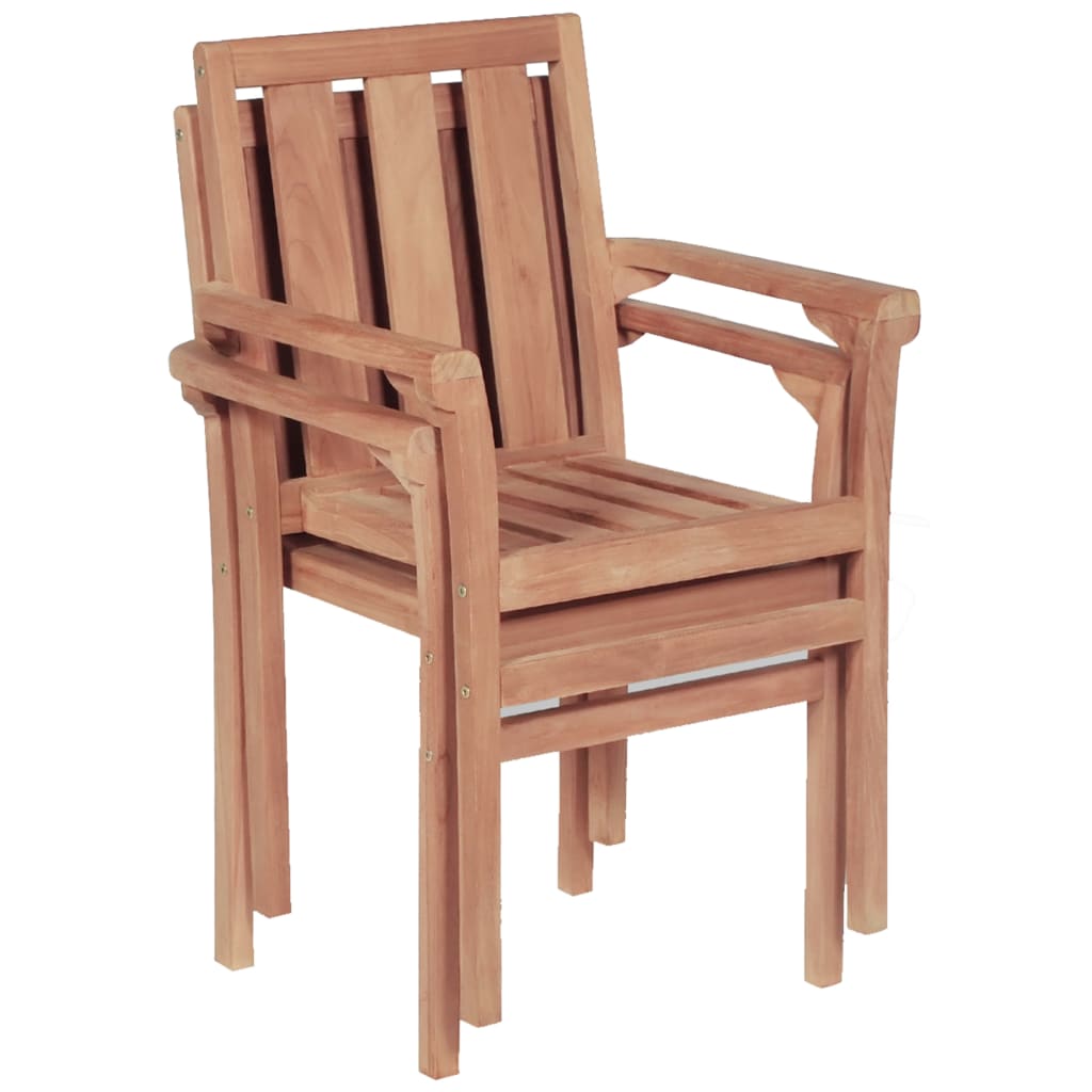 vidaXL Krzesła ogrodowe sztaplowane, 2 szt., lite drewno tekowe