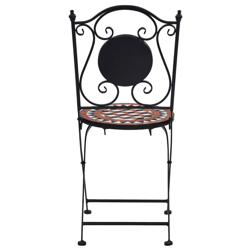 vidaXL Mozaikowe krzesła bistro, 2 szt, brązowe, ceramiczne