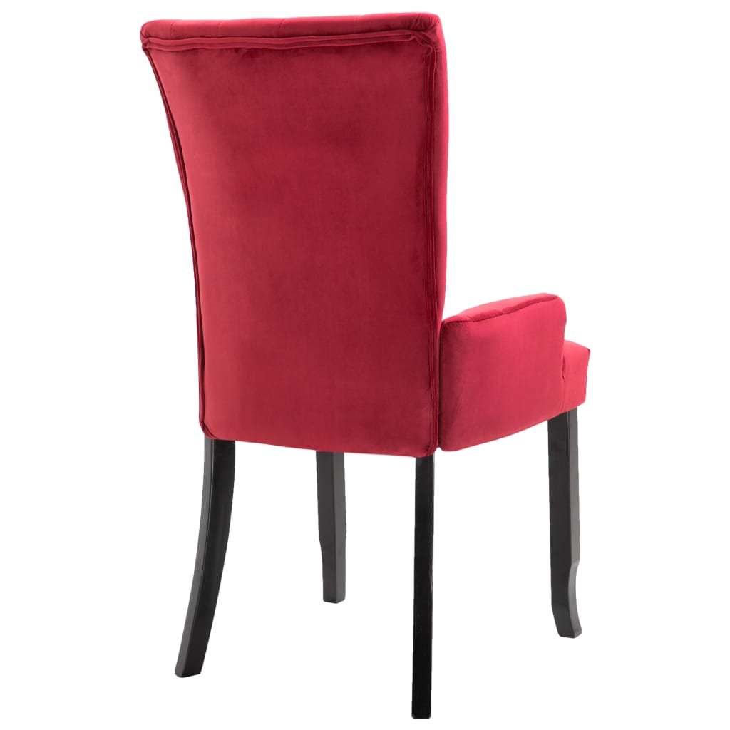 vidaXL Krzesła stołowe z podłokietnikami, 2 szt., czerwone, aksamitne