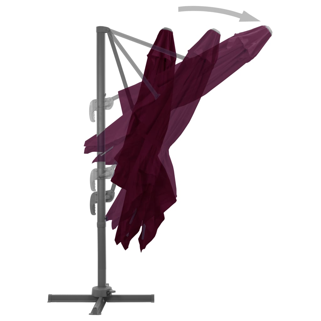 vidaXL Parasol wiszący na aluminiowym słupku, bordowy, 300x300 cm