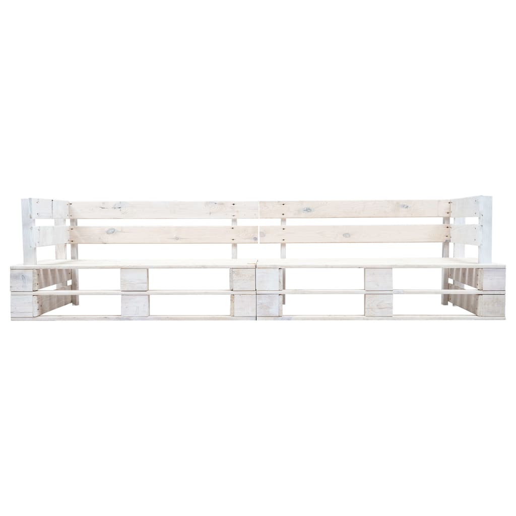 vidaXL Ogrodowa sofa 2-osobowa z palet, biała, drewno