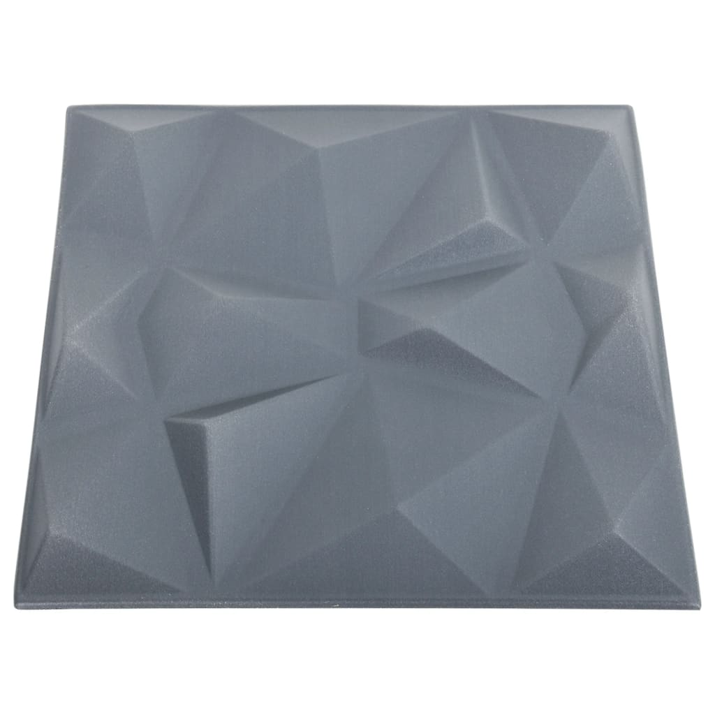 vidaXL Panele ścienne 3D, 24 szt., 50x50 cm, diamentowa szarość, 6 m²