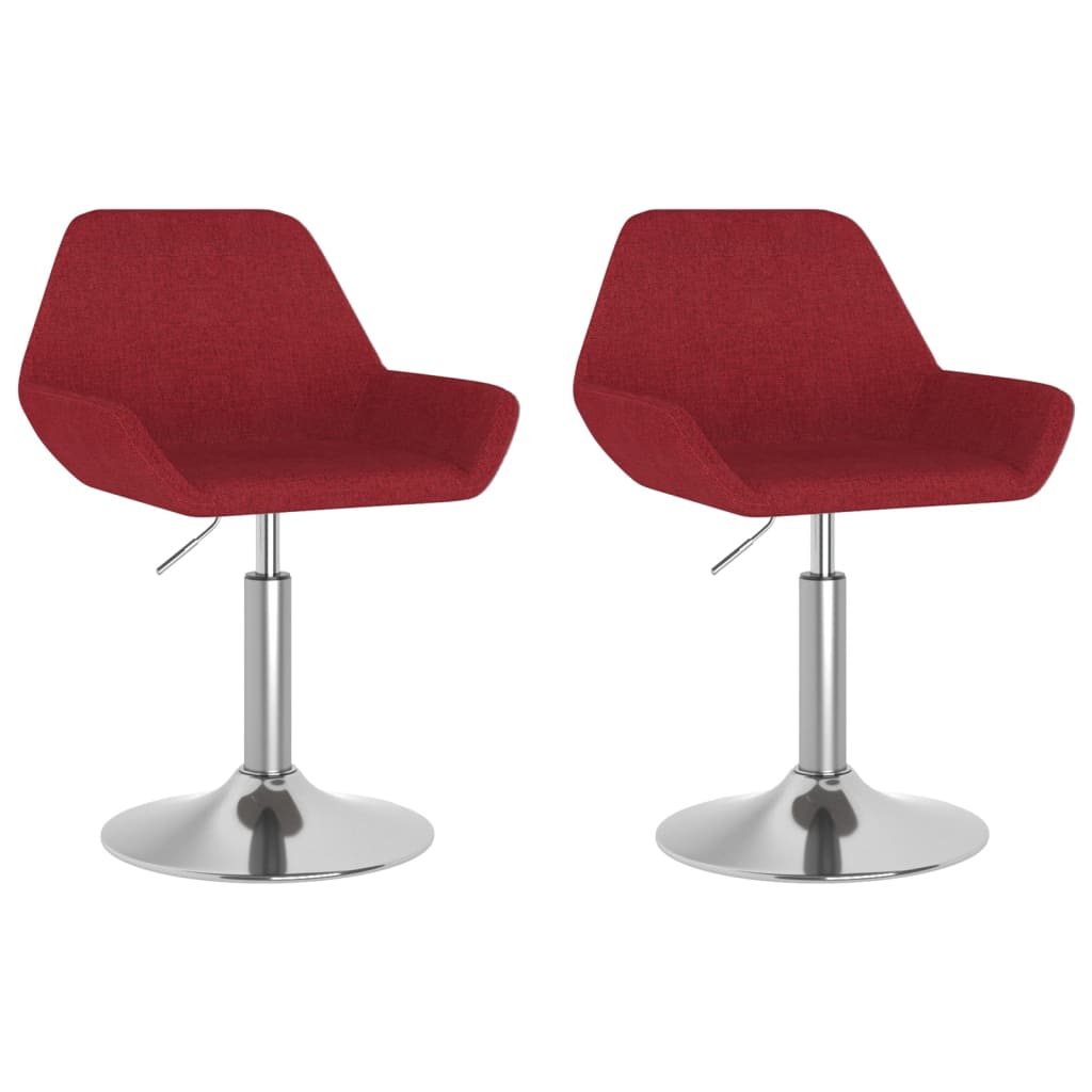 vidaXL Obrotowe krzesła stołowe, 2 szt., winna czerwień, obite tkaniną